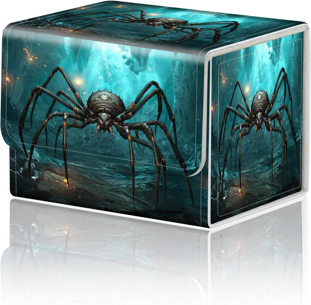 Card Game Storage Box TCG Deck Box MTG Card Box Organizer Trading Card Case Commander Deck Box TCG Card Storage Box Magnetic Closure Creative Pattern Up to 200 Cards, A Giant Spider Glowing Cave