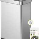 EKO EcoNova 13.2 Gallon/ 50L Automatic Sensor Kitchen Trash Can, Stainless Steel Touchless Garbage Bin with Soft-Close &Stay-Open Lid, Fingerprint-Resistant