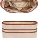 GIVLEFLY Extra Large Open Purse Organizer Insert, Handbag Divider with Multiple Pockets, Lightweight Tote Organizer, Fits Longchamp Neverfull GM(Beige)