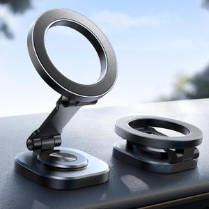 JOYROOM Fits MagSafe Car Mount, [360 Rotating Base & All-Metal] Magnetic Phone Holder for Car, Ultra Magnetic Car Phone Holder, Fits iPhone 16/16 Pro/16 Pro Max 15 14 13 & MagSafe Case (Black)