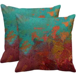 Britimes Throw Pillow Covers Modern Home Art Decor, 20 x 20 Inches Set of 2 Pillow Cases Decorative, Abstract Oil Painting Pillowcases for Bedroom, Living Room, Cushion Sofa, Turquoise Burnt Orange