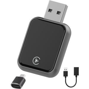 2026 Upgraded USB Wireless CarPlay Adapter for iPhone, Bluetooth 5.8 and Wi-Fi 6, Automatic & Zero-Delay Connection, Android auto Carplay Wireless Adapter for Android and iOS Systems. (Dark Gray)