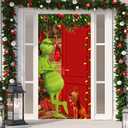 OUDE HOWER Cute Christmas Door Cover Christmas Door Decorations Christmas Front Door Decorations Funny Christmas Background Holidays Hanging Door Banner for Christmas Winter Decorations