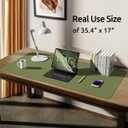 YSAGi Leather Desk Protector, Office Mat, Large Mouse Mat, Non-Slip PU Leather Blotter, Laptop Pad, Waterproof Writing Pad for Office and Home (Green, 35.4" x 17")