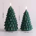 2 x Eywamage Green Christmas Tree Flameless Candles with Remote, Real Wax Flickering LED Pillar Candles Set of 2