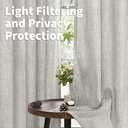 YoungsTex Light Grey Linen Semi Sheer Curtains 63 Inches Long for Bedroom 2 Panels - Textured Light Filtering Window Drapes with Bronze Grommet Privacy for Living Room, 2 Panels, 52 X 63 Inch