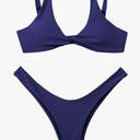 Verdusa Women's Twist Front Bikini Set High Cut Thong Tied Back Two Piece Swimsuit M