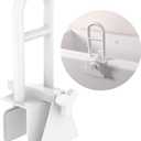 Adjustable Bathtub Safety Rail, YuanDe 17 x 6 Inch Stainless Steel Tub Handle Grab Bar, Heavy-Duty Clamp-On Bath Handle for Elderly Seniors, Disabled & Injury Recovery (300 lbs), White