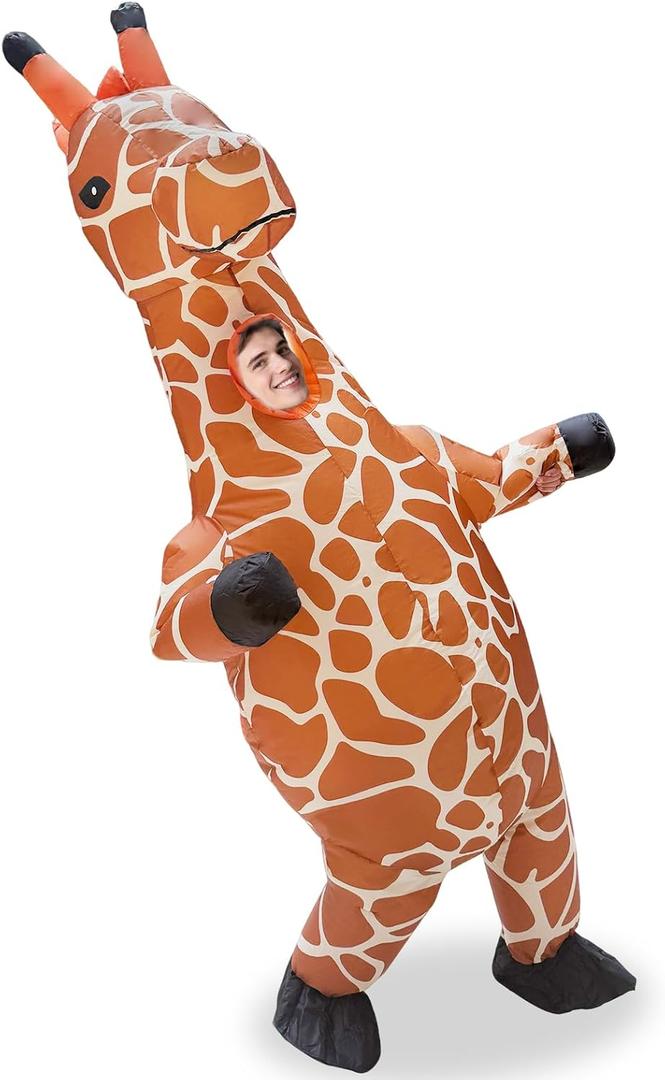 Camlinbo Halloween Inflatable Giraffe Costume for Adult Women Men Full Body Blows Up Halloween Funny Costume Cosplay Party