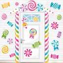 Funrous Door Banner Party Decor Porch Banner Door Sign Set Photo Booth Props Backdrops for Birthday Baby Shower Outdoor Indoor House Porch Decorations(Pink,Candy) (Colorful)