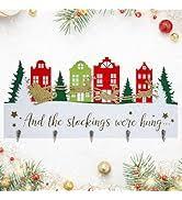Christmas Stocking Holder with Hangers Christmas Snowflake Wall Mount Decorations for Home Wooden Hanging Sign Mantle Decorative Hook Holiday Xmas Fireplace Party Decor Gift