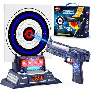 VATOS Smart Electronic Shooting Game Set, 2.4GHz Rechargeable Toy Gun with Auto-Scoring Target and Real-Time Voice Feedback, 4 Game Modes, Indoor and Outdoor Shooting Game Toy for Kids Age 10+, Teens