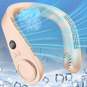 Neck Cooler for Hot Weather,Neck Fan Rechargeable Battery AC Unit,Person Neckband Wear Wireless Cool Plates Fast Charging Conditioning,Best Gifts for Father's Day Appreciation Mom Dad Child Birthday (Light Apricot)