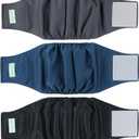 Wegreeco Washable Male Dog Belly Band  Pack of 3  Washable Male Dog Belly Wrap, Small Doggie Dog Diapers Male for Doggy Puppy (Black, Charcoal, Navy, Small)
