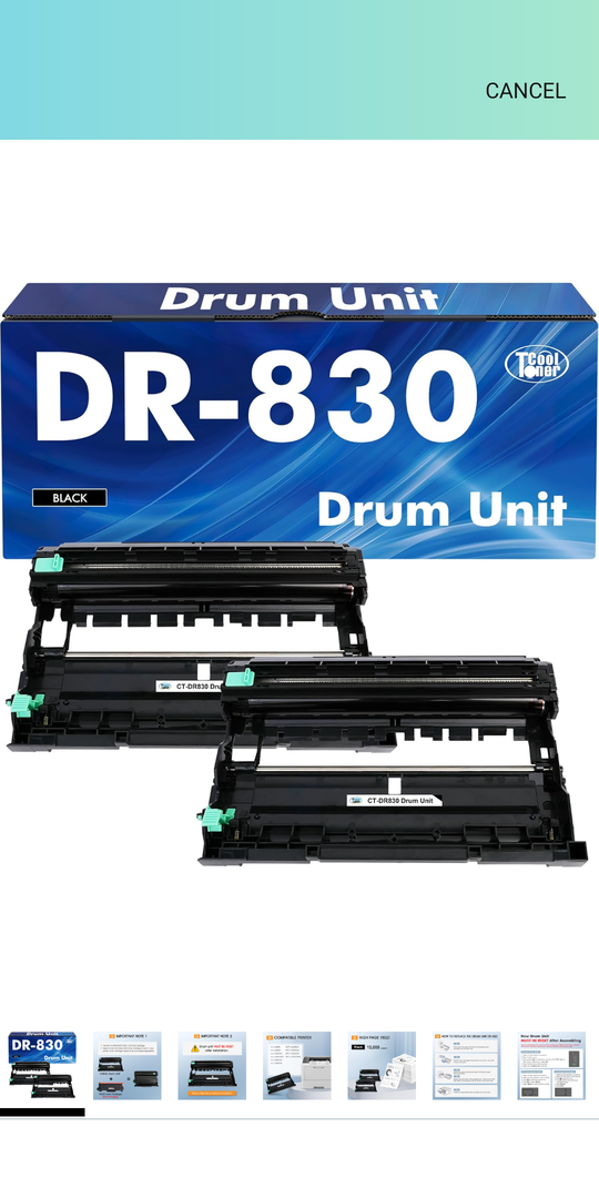 DR-830 DR830 Drum Unit Black 2 Pack Compatible Replacement for Brother DR830 DR 830 DR-830 for HL-L2400D L2405W L2460DW L2460DWXL L2865DW L2480DW DCP-L2640DW MFC-L2807DW L2820DW L2820DWXL Printer Ink