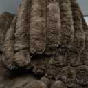 David's Home Reversible Faux Rabbit Fur Throw Blanket, Luxury Soft Thick Shaggy Warm Fuzzy Bubble for Couch, Bed, Cozy Plush Fluffy Decor for Fall Winter Christmas,Rain Drum,50" * 60"