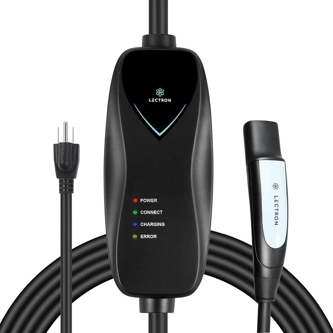Lectron Level 1 Tesla Charger - 110V, 15 Amp, NEMA 5-15 Plug, 16 ft Extension Cord - Portable Electric Car Charger for Tesla - Compatible with All Tesla Models X/Y/3/S