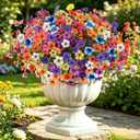 12 Colors Outdoor Artificial Flowers Fake Flowers for Decoration 12 Bundles | Faux Flower UV Resistant Artificial Flowers for Outdoor Indoor Porch Windowsill Garden Hanging Planter
