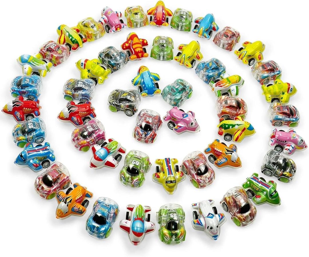Vileafy 50 Pull Back Cars and Planes  Bulk Treasure Box Toys for Classroom, Party Favors for Kids 3-5, Carnival Prizes and Goodie Bags Stuffers for Boys and Girls 3-5 Years Old