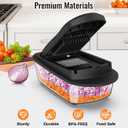12 Blade All-in-1 Vegetable Chopper Mandoline Slicer with Container, Spiralizer with Containers, Food Chopper, Onion Chopper, Veggie Cutter for Salad, Kitchen Gadgets Accessories Essentials, Black