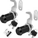 Black Toolbox Lock With Keys, Cabinet Locks Keyed Alike, Hook Cam, Tubular Cam Lock, Tool Box Lock With Manual (1-1/8 Inch 2 Pack-Black)
