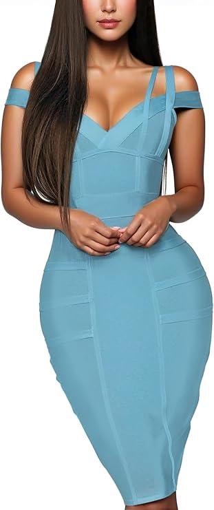Hybrid & Company Womens Elegance Stretch Chic Bandage Dress, Small
