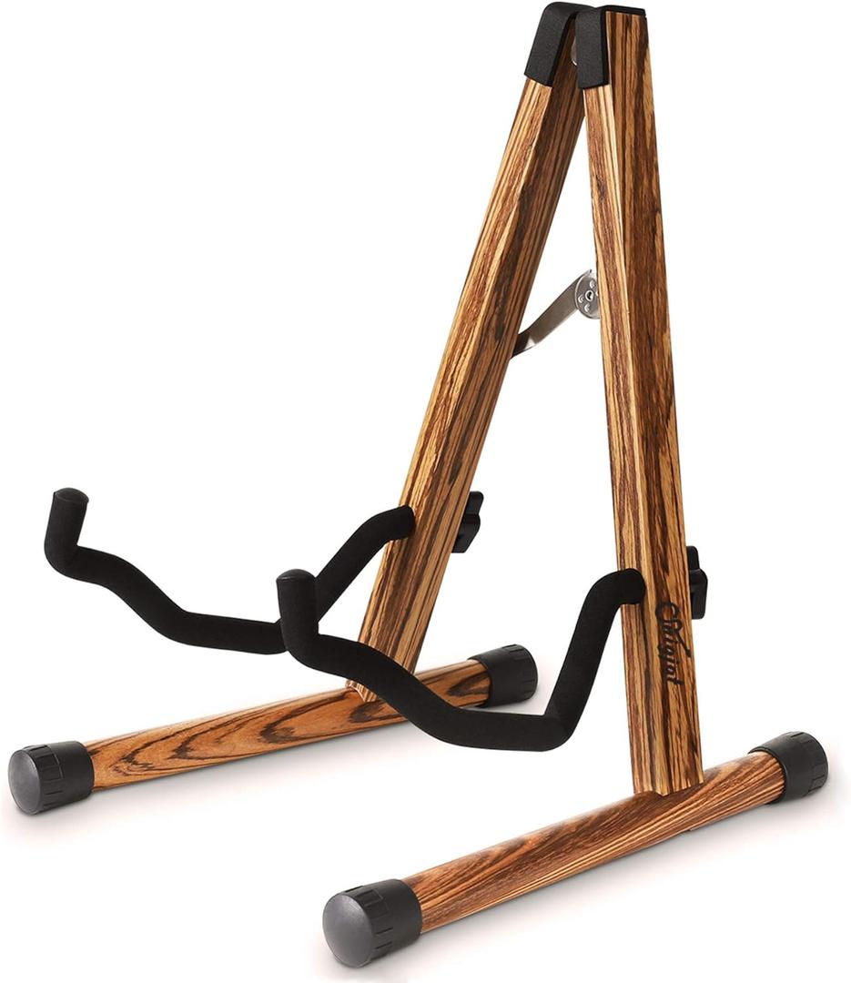 SNIGJAT Wood Guitar Stand, Acoustic Guitar Stand with Padded Foam, Classical Electric Guitar Stand, A-Frame Folding Bass Guitar Display Stand Compatible with Cello, Mandolin, Bass, Banjo, Ukulele