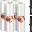 MUNBYN Shrink Wrap, Stretch Wrap with Handles, Stretch Film Roll Industrial Strength, Plastic Wrap for Pallet Wrapping Shipping Moving, 15 Inch x 1000 Ft, 4 Pack, 60 Gauge