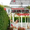 HEINPRO Pole Hedge Trimmer Cordless Compatible with Milwaukee M18 Battery, Hedge Trimmer with Extension Pole Up to 14-Feet Reach, 18-Inch Pole Trimmer for Hedge Trimming (Battery not Included)