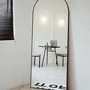 Floor Mirror, Full Length Mirror with Stand, Arched Wall Mirror Full Length, Black Floor Mirror Freestanding, Wall Mounted for Bedroom Living Room, Black (59"L x 18"W)
