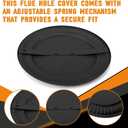 Chimney Flue Stopper Cover Stove Pipe Cap 6719900 Fits 4" - 8" Furnace Tube Flue Wall Opening, Fireplace Flue Hole Cover, Wall Decor Covers BM0026 BM0353, Black, 1 Pack
