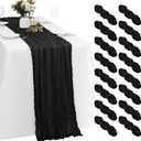 16 Pack Black Cheesecloth Table Runners 20x120 Inch Gauze Table Runner Cheese Cloth 10FT Black Table Runner Rustic Sheer Runner for Wedding Baby Shower Birthday Party Table Decor