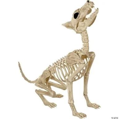 JOYIN Howling Wolf Skeletons Halloween Decorations 34” Skeleton Dog with Red LED Eyes, Auto-Chin Opening and Closing, Movable Posable Joints Animal Skeleton for Outdoor Indoor Garden Graveyard Decor
