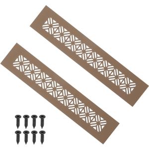 PATIKIL 10 x 2 Inch Door Air Vent Cover, 2 Pcs Heavy Duty Aluminum Grille Ventilation Cover Louvered with Mounting Screws for Cabinet Wardrobe Door, Brown