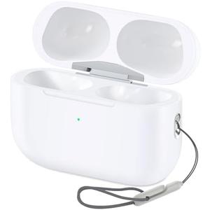 Wireless Charging Case Compatible with AirPods Pro 2nd & 1st, Charger Case Replacement for AirPods Pro 2 & 1 with Gray Lanyard, Bluetooth Pairing Sync Button, Earbuds Not Included (USB-C Port)