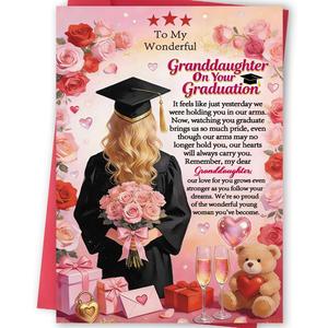 3 x FANCYLUCKY Funny Graduation Card for Granddaughter | Happy Granddaughter Graduation Gift from Grandma Grandpa, High School College Graduation Card for Her, Printed Message Inside