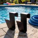 2 Pcs Jumbo Pool Vacuum Hose Hanger 7.7x5x5.5inch Heavy Duty Metal Hose Fence Holder Black Garden Hook for Outside Swimming Pool Skimmer Garden Tools Storage Organizer Accessories