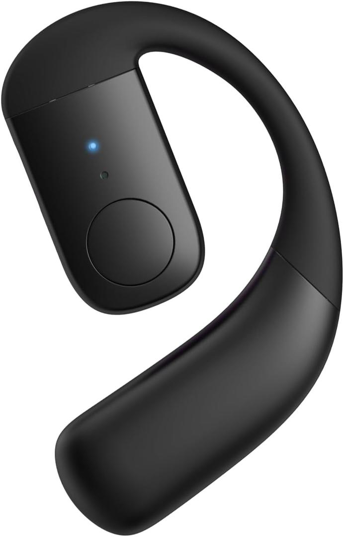 Single Bluetooth Phone Earpiece Earbud One Ear Piece Open Ear Bud Air Bone Conduction Earbud Earless Out of Ear Headphones Bluetooth Wireless Headsets with Microphone Earhook for Work (Black)