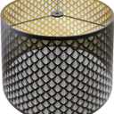 ALUCSET Drum Lampshade 14" Top x 16" Bottom x 11" High (Spider) Large Lamp Shade Replacement for Table Lamps and Floor Lamp Modern Lamp Shades, Black and Gold Lampshades with Etched Arrow Pattern