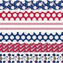 AnyDesign 69Ft Self-Adhesive Border Stickers - Sports Theme Scalloped Border Paper - Blue & Red Trim for School, Classroom, Office, Party Wall Decor