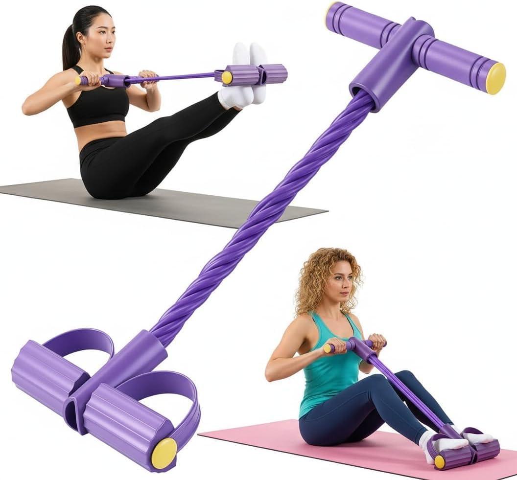Pedal Resistance Bands with Handles for Women, 6-Tube Durable Pedal Exerciser for Home & Office Workout, Natural Rubber Resistance Band for Full Body Toning, Training Abdomen, Waist, Arms & Legs