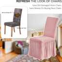 NICEEC Spandex Chair Covers for Dining Chairs Covers Set of 2 Removable Dining Room Chair Covers with Skirt Parson Chair Slipcovers Washable Chair Protector for Kitchen Wedding Banquet(Pink)