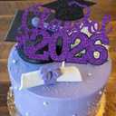 Graduation Cake Topper 2026 Grad Party Decoration Glitter Cap Diploma Food Picks Table Ideas Purple