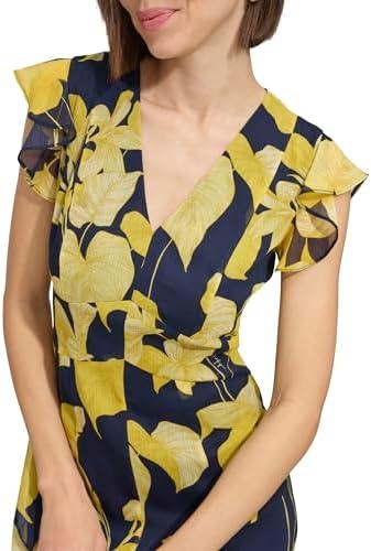 Tommy Hilfiger Women's Flutter Sleeve High Low Tiered Skirt Dress 6