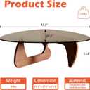 Modern Coffee Table for Living Room and Small Spaces, 43.3" x 29.5" x 15.8" Triangle Tempered Glass Table Top and Eco-Friendly Solid Wood Base, Walnut