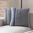 Cethom Boho Throw Pillow Covers 18x18 Inch Set of 2, Farmhouse Decorative Couch Pillow Cases, Navy Blue Accent Pillows of Bed, Sofa Bedroom Living Room Home Decor Cushion Cover
