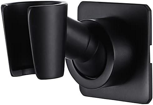 Shower Head Holder All Meta lHandheld Shower Wand Bracket Adhesive Shower Wall Mount Holder Brass Shower Spray Holder Black, Drill Free Glue Installation