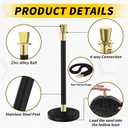 Red Carpet Ropes and Poles, Rope Safety Barriers with 5 ft Black Rope, Stainless Steel Barriers for Party, Museums, Wedding, Easy Connect Assembly, 4PCS