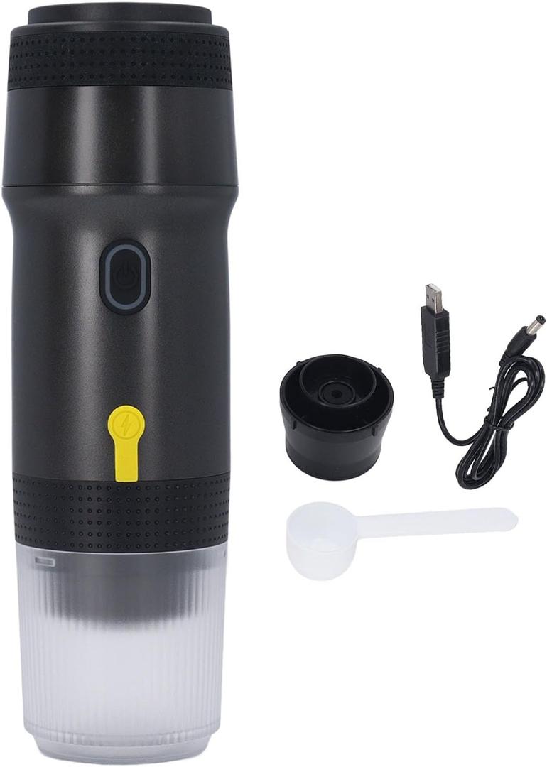 Yunir Portable Electric Espresso Machine, Travel Coffee Maker for Camping, Cordless Heating Full Automatic Capsule Coffee Machine for RV, Hiking, Office