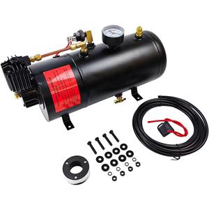 DC 12V MAX 150PSI Air Horn Compressor Tank Pump 3 Liter 0.8 Gallon Tank | Fit for Truck Pickup on Board | Portable Inflator Air Compressor with 3L Tank Train Air Horn Kit (Better Heat Dissipation)